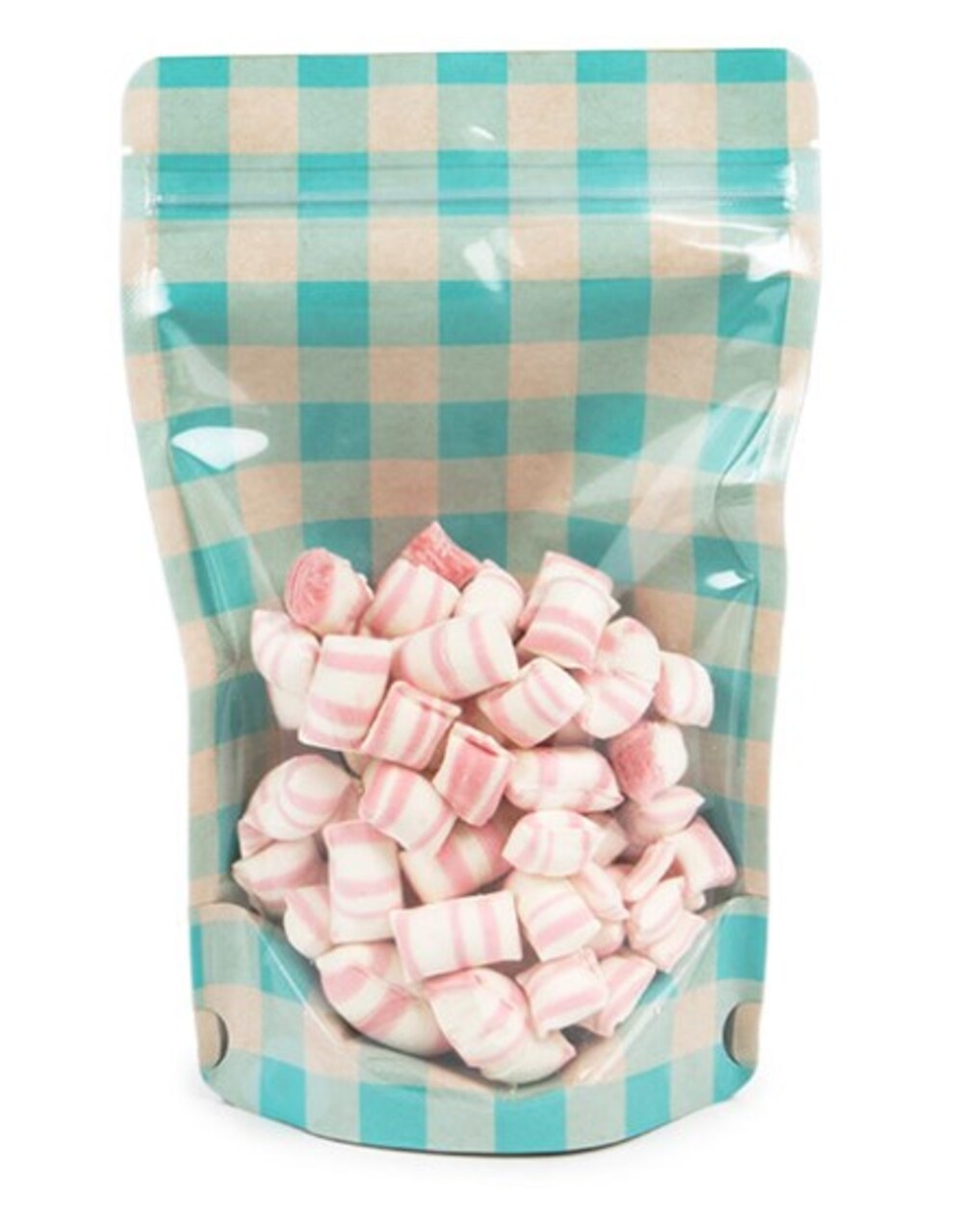 Kraft Stand Up Zipper Pouch w/ Pastel Blue Plaid 5 1/8" x 3 1/8" x 8 1/8" 25 Pack ZBGSW3BLP